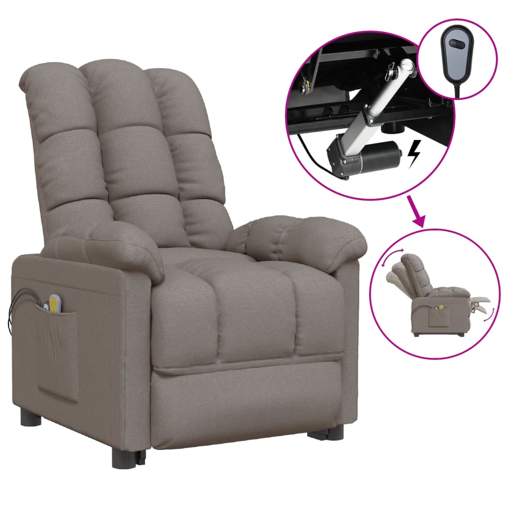 vidaXL Elektrické masážní křeslo taupe textil