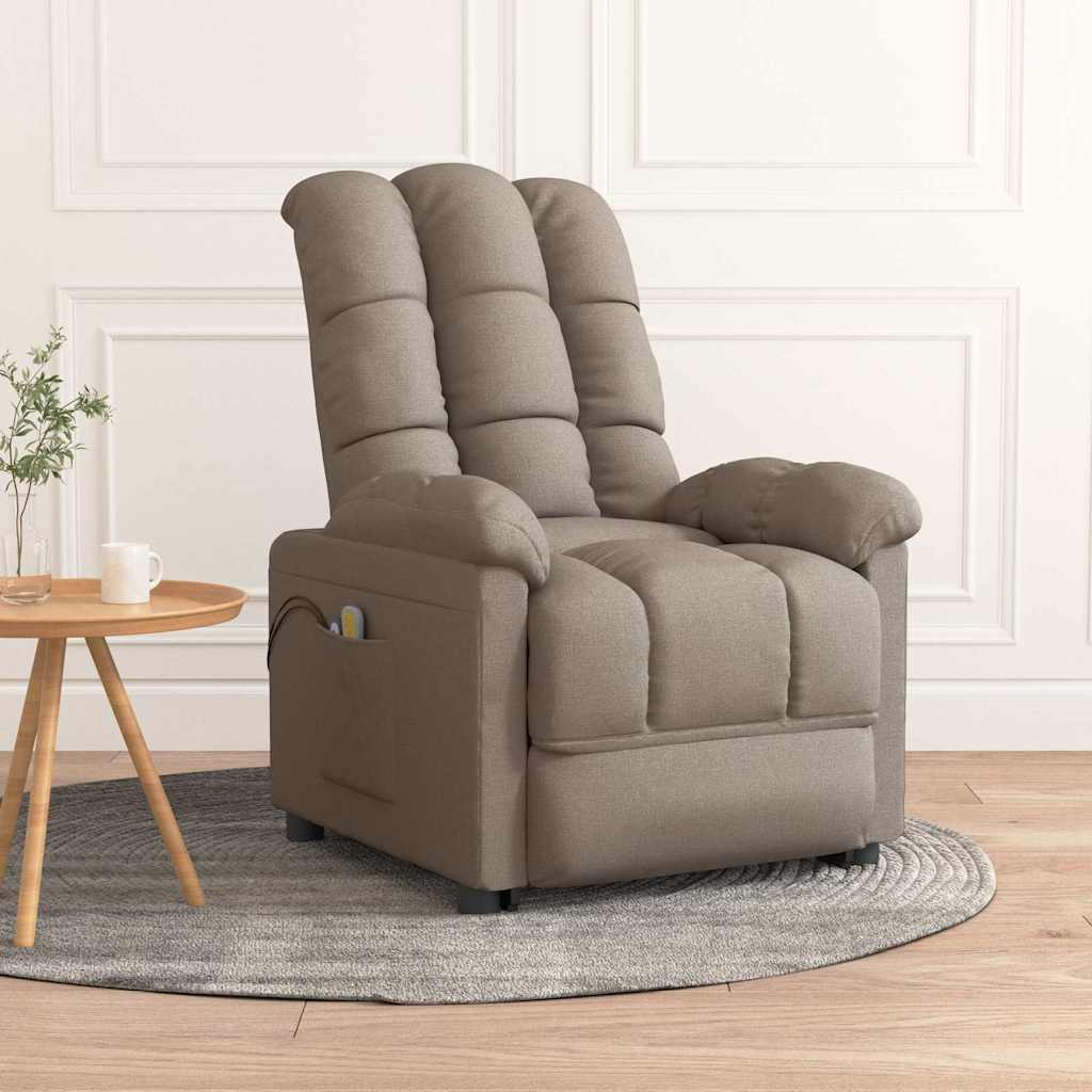vidaXL Elektryczny fotel masuj�cy, taupe, tkanina