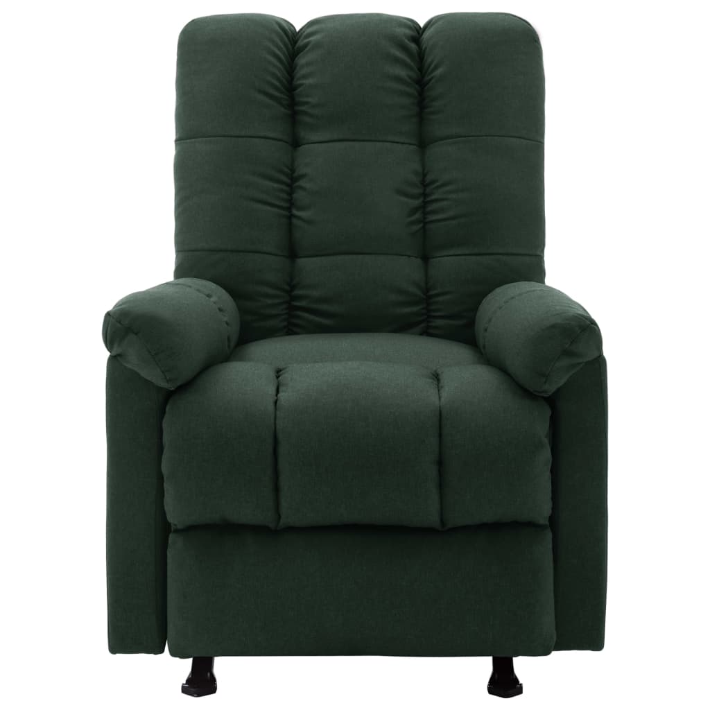 vidaXL Elektrinis masažinis krėslas, tamsiai žalios spalvos, audinys