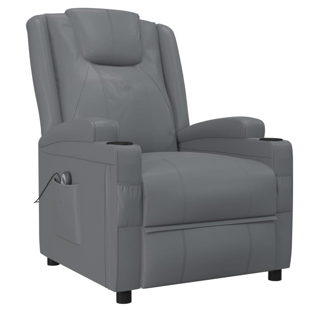 

vidaXL Fauteuil verstelbaar elektrisch kunstleer antracietkleurig