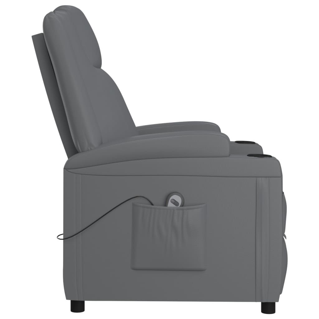 Antracitszürke műbőr dönthető elektromos fotel 
