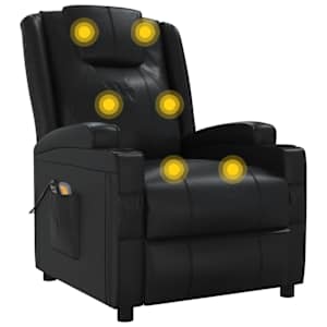 Elektrické masážní křeslo černé umělá kůže - obrázek 8