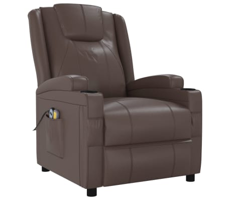 vidaXL Fauteuil de massage électrique Marron Similicuir