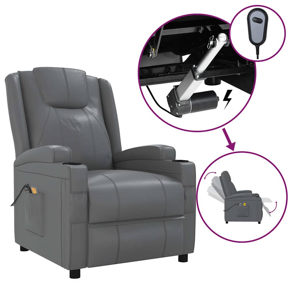 vidaXL Elektrické masážní křeslo antracitové umělá kůže