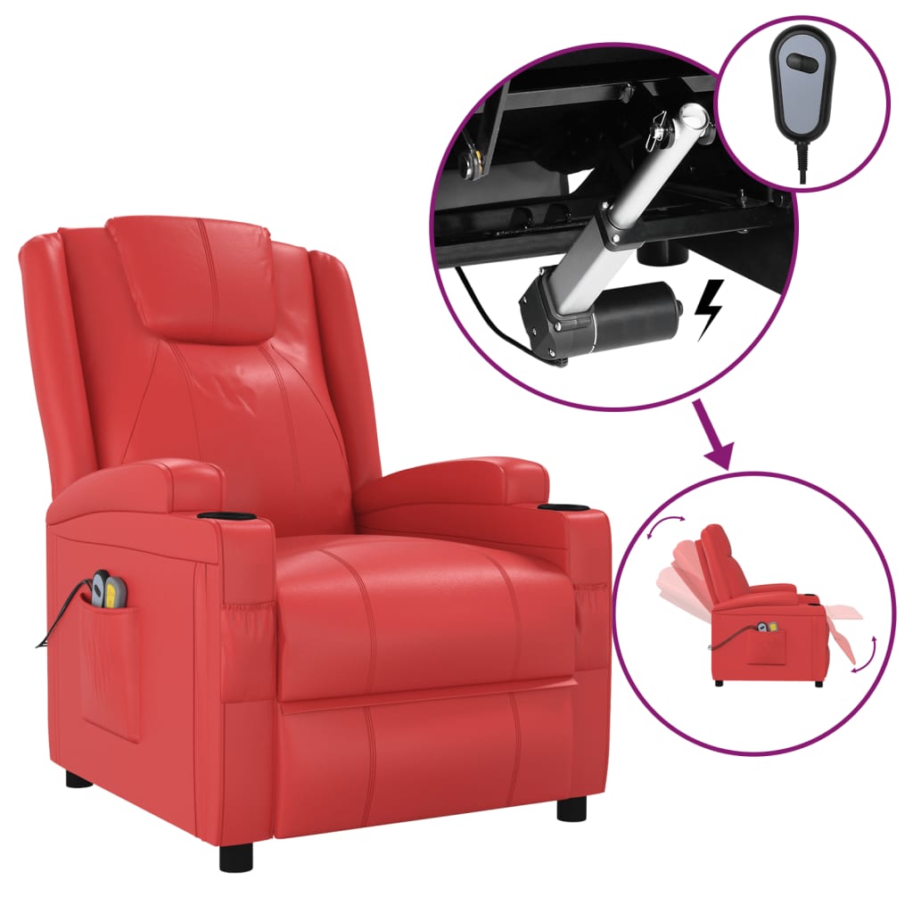 Fauteuil de massage électrique Rouge Similicuir