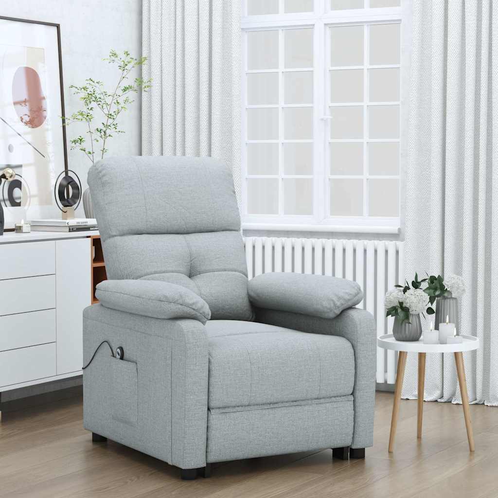 vidaXL Elektryczny fotel rozk�adany, jasnoszary, obity tkanin�