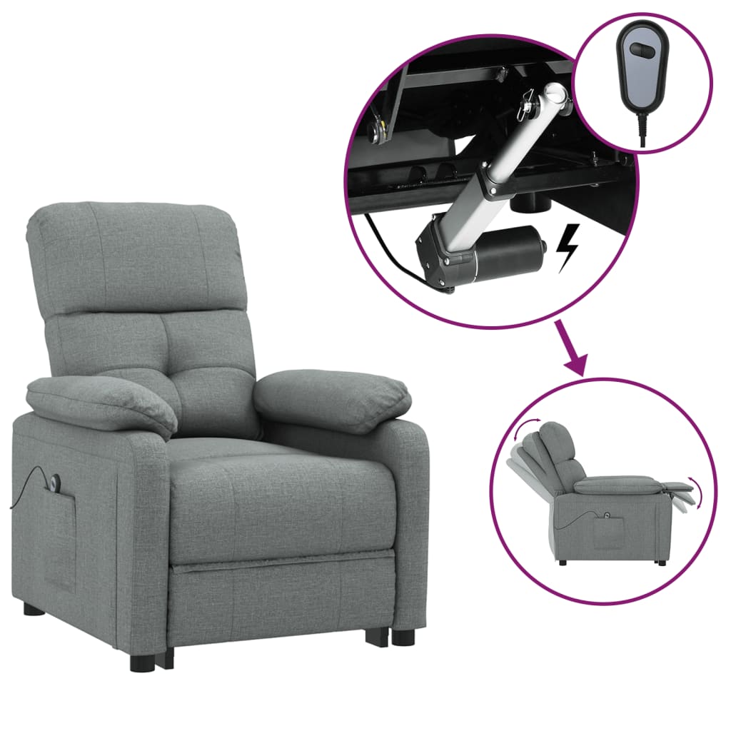 Fauteuil inclinable électrique Gris foncé Tissu