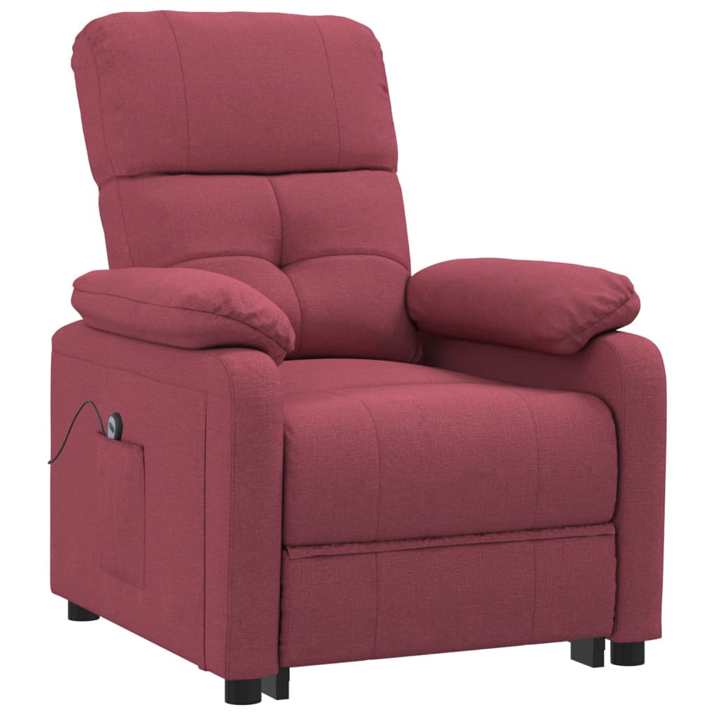 vidaXL elektrisks atpūtas krēsls, atgāžams, vīnsarkans audums