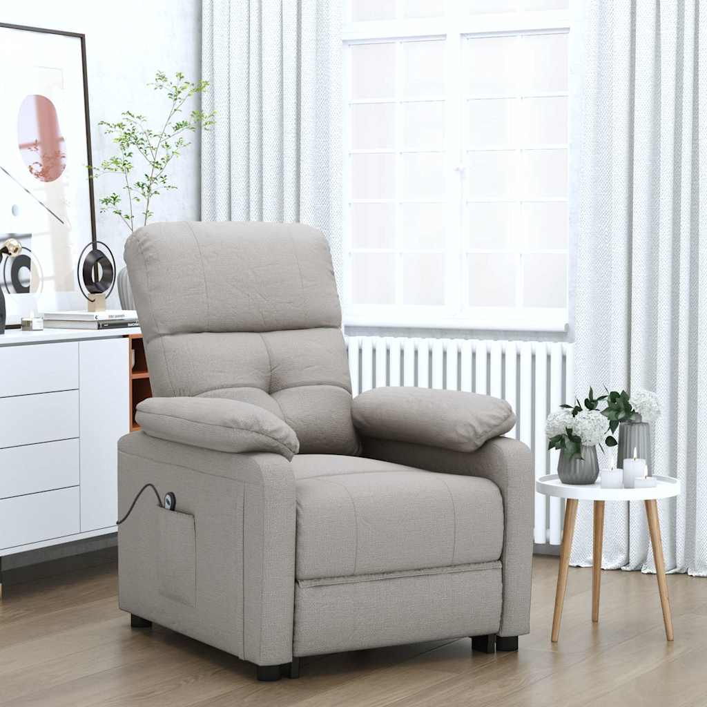 vidaXL Elektryczny fotel rozk�adany, kolor taupe, obity tkanin�