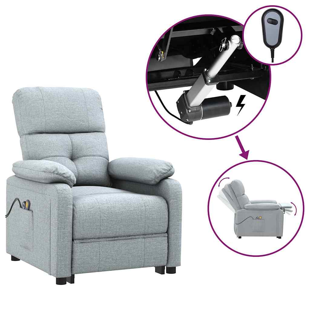 vidaXL Elektrické masážní křeslo světle šedé textil