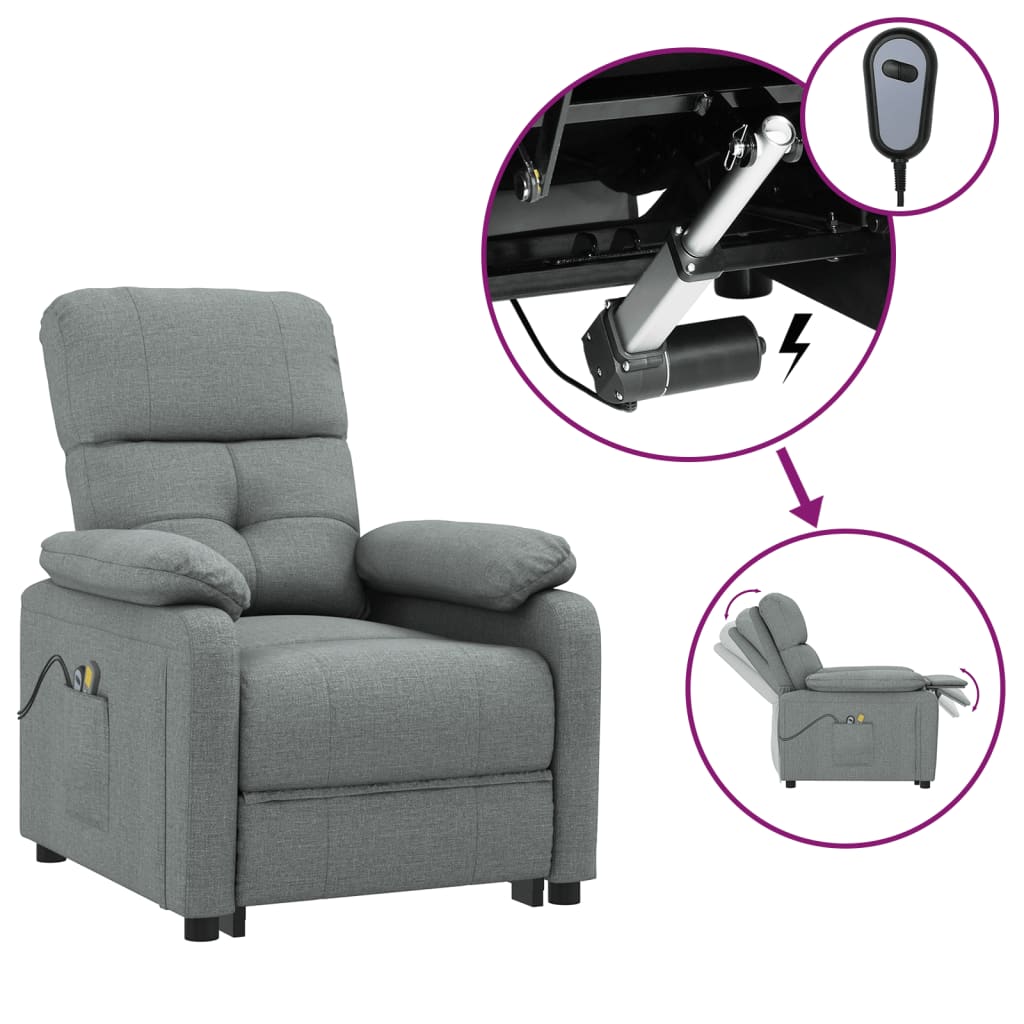3073813 vidaXL Electric Massage Recliner Chair Dark Grey Fabric (289673+327254)