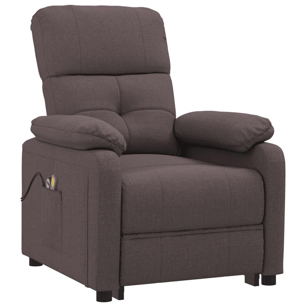 vidaXL Elektrinis masažinis krėslas, tamsiai rudos spalvos, audinys