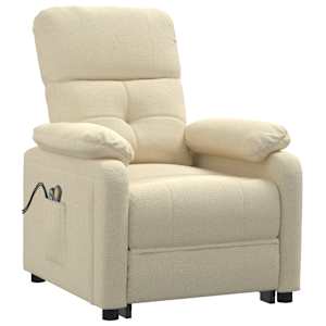 vidaXL Fauteuil &eacute;lectrique de massage Cr&egrave;me Tissu