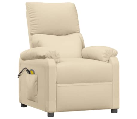 vidaXL Elektrinis masažinis krėslas, kreminės spalvos, audinys