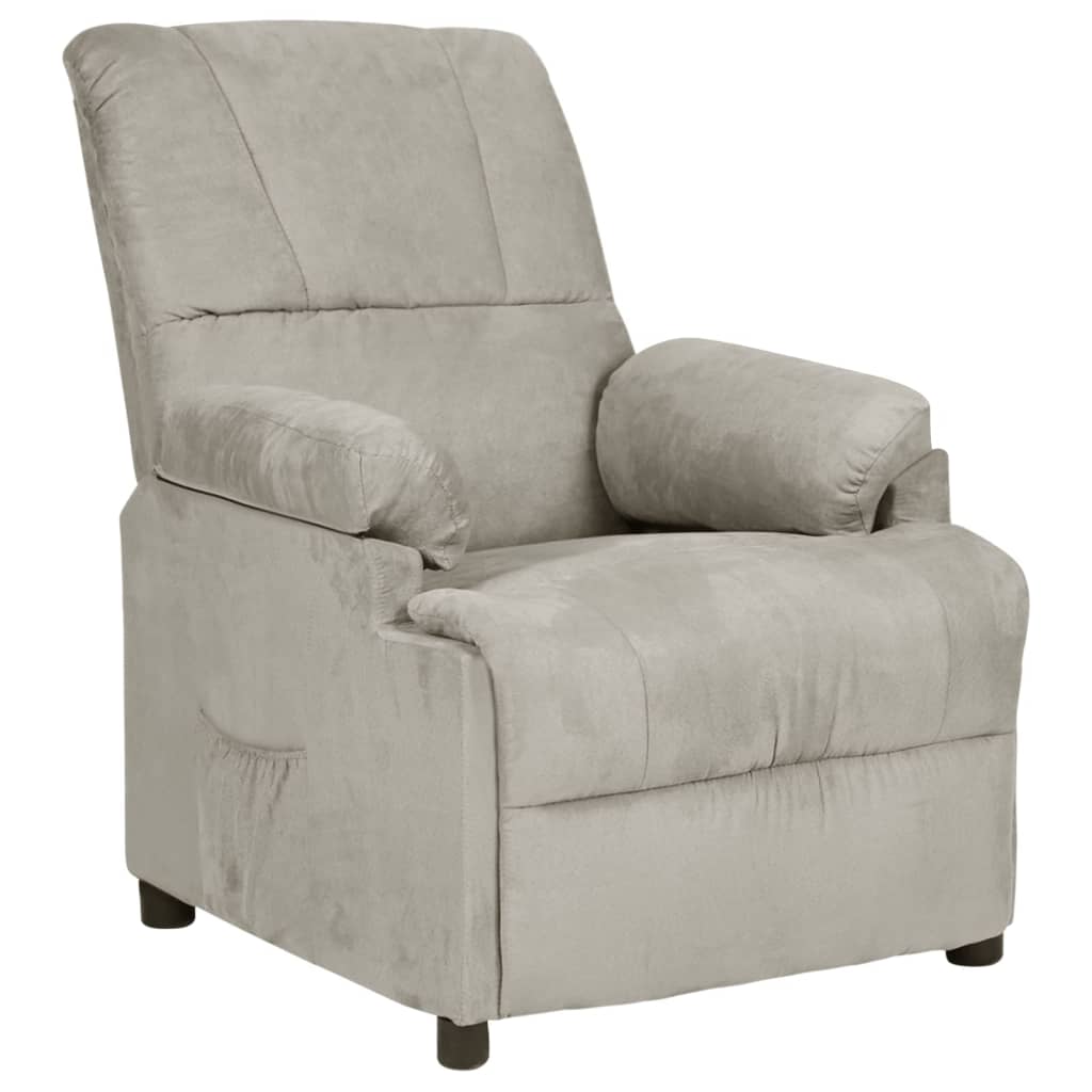 

vidaXL Fauteuil verstelbaar kunstsuède lichtgrijs