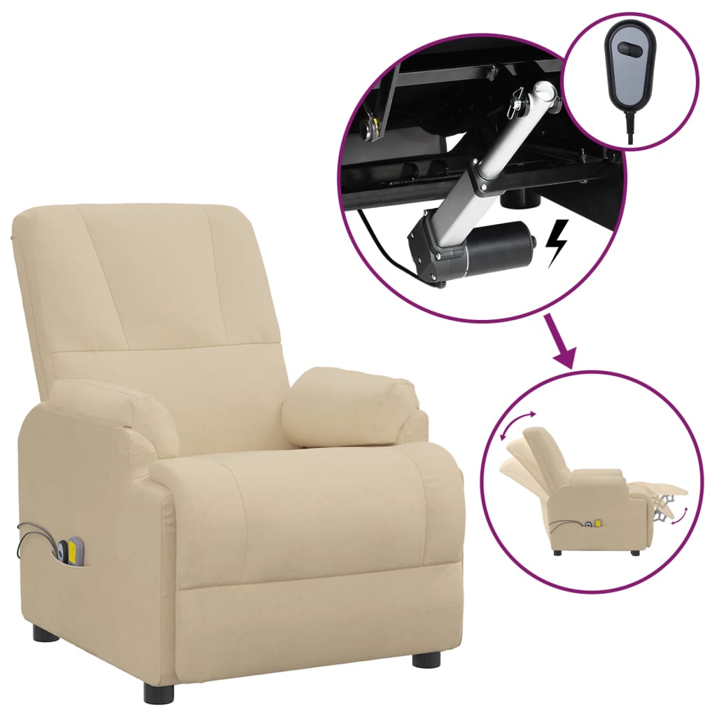 Fauteuil de massage électrique Crème Similicuir daim