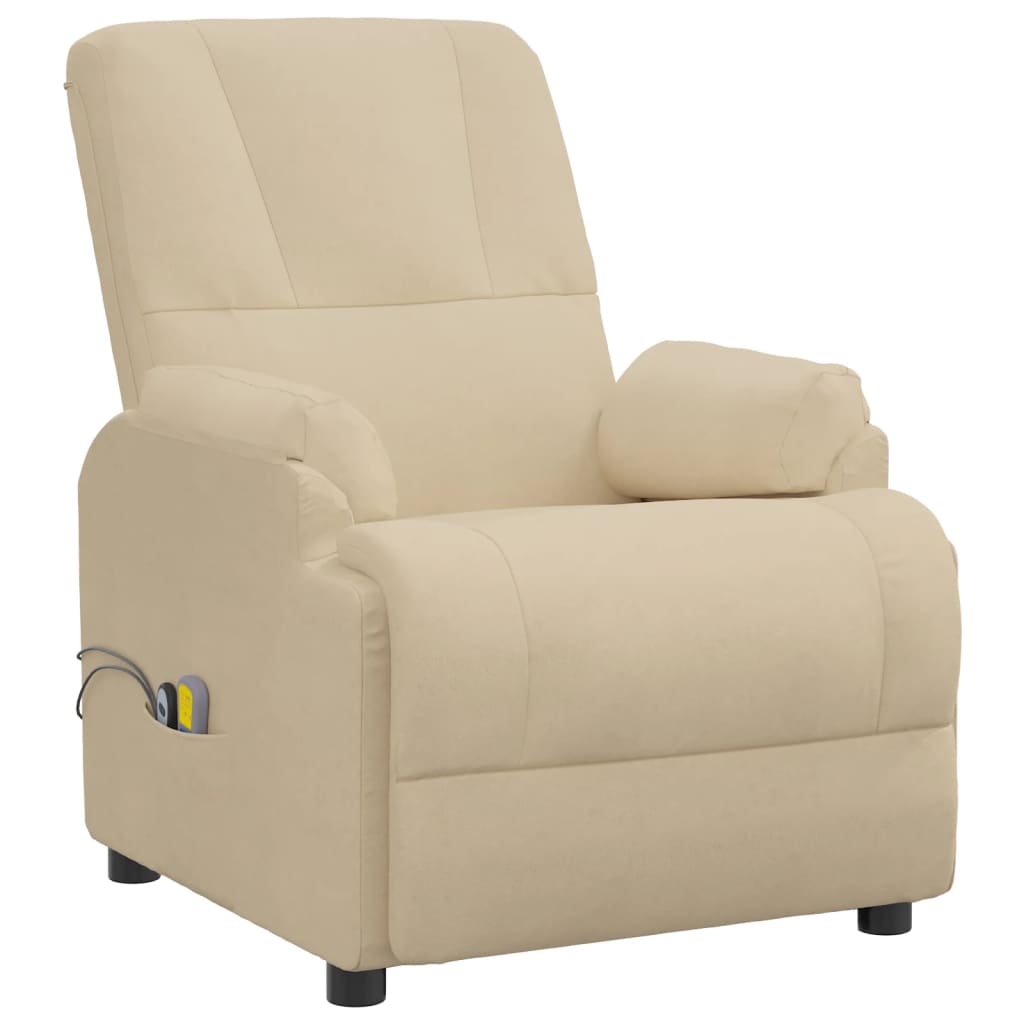vidaXL elektrisks masāžas krēsls, krēmkrāsas mākslīgā zamšāda