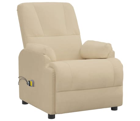 vidaXL Elektryczny fotel masujący, kremowy, sztuczny zamsz