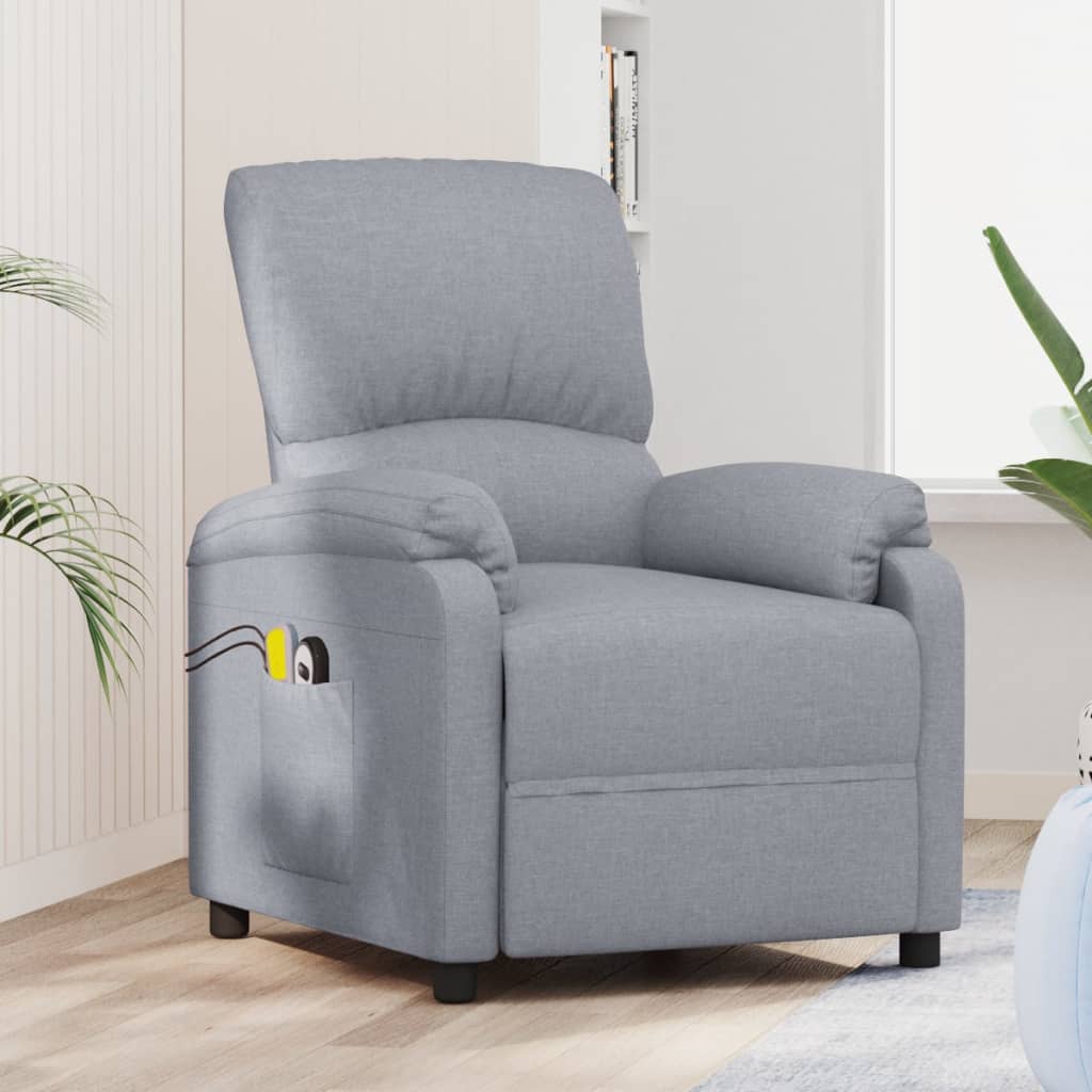 Fauteuil électrique de massage Gris clair Tissu