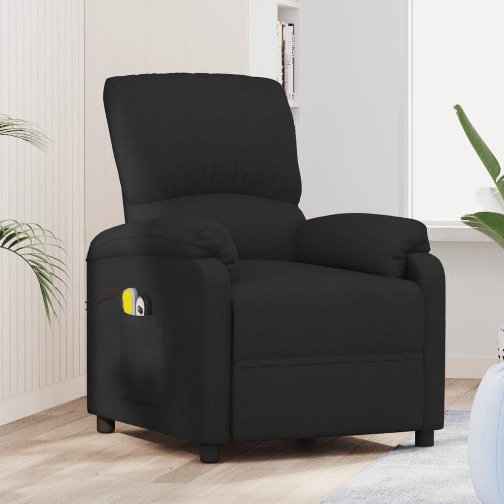 vidaXL Fotoliu de masaj electric rabatabil, negru, textil