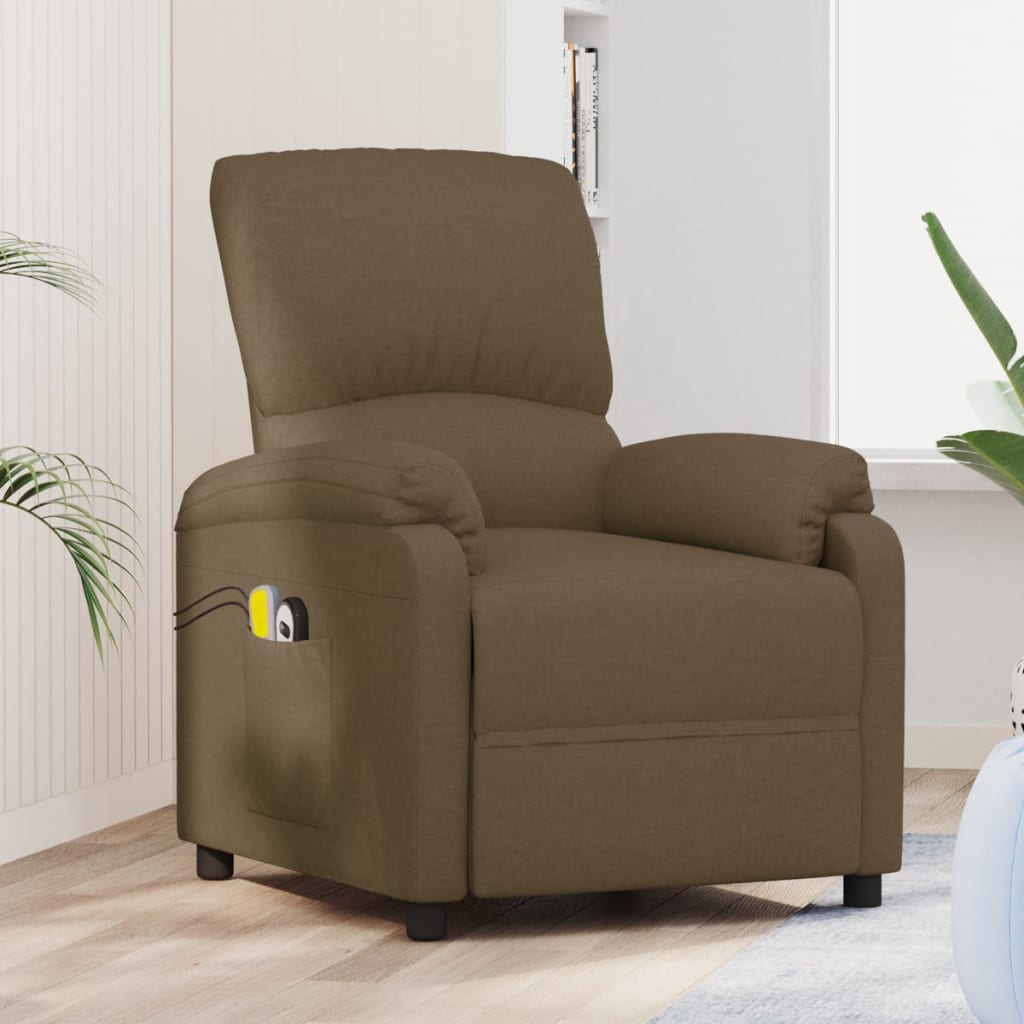 Fauteuil électrique de massage Marron Tissu