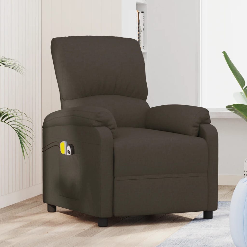 Fauteuil électrique de massage Marron foncé Tissu