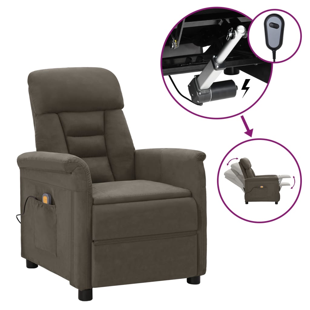 VidaXL Electric Massage Chair Dark Grey Faux Suede Leather