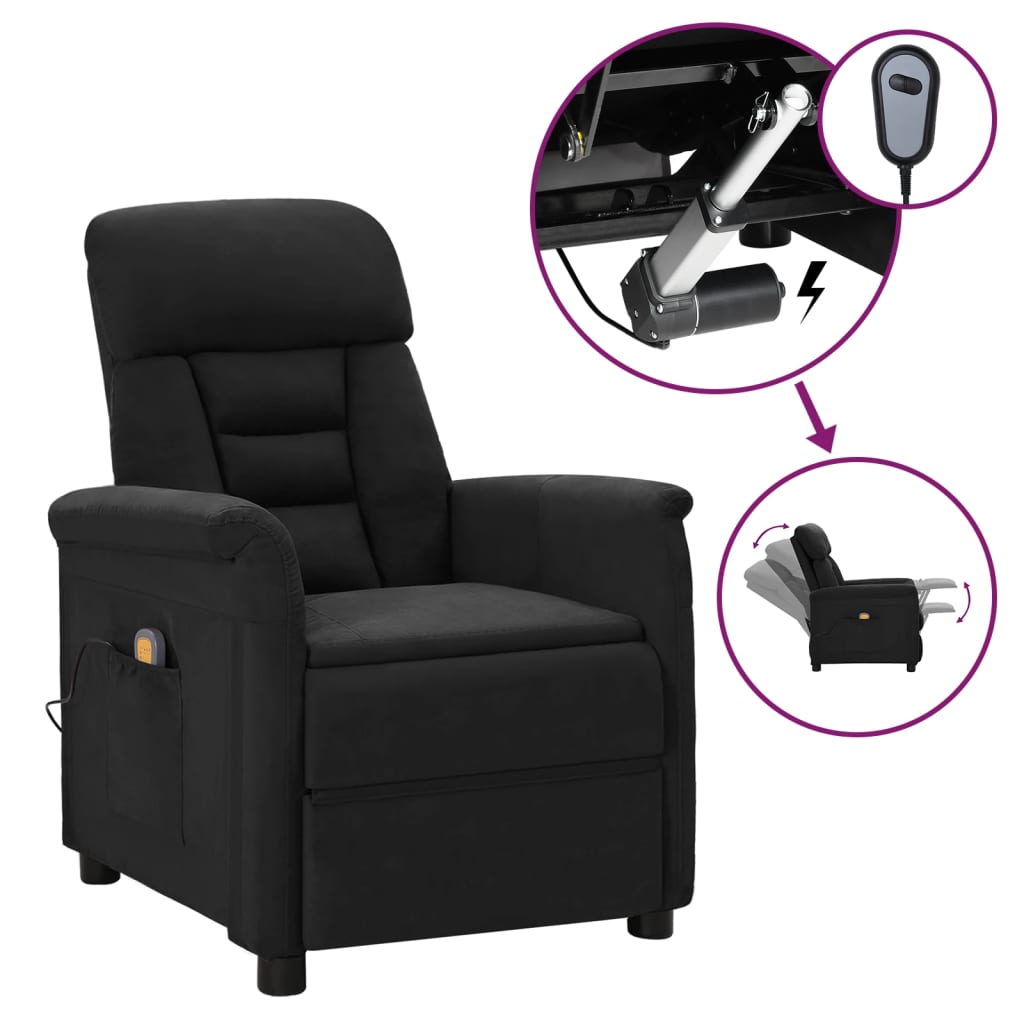 Image of vidaXL Electric Massage Chair Black Faux Suede Leather