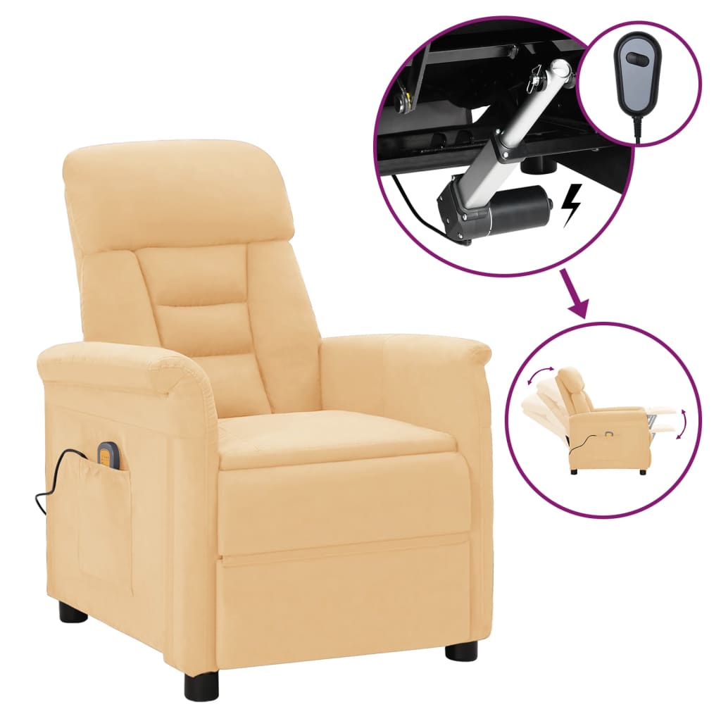 VidaXL Fauteuil De Massage électrique Crème Similicuir Daim