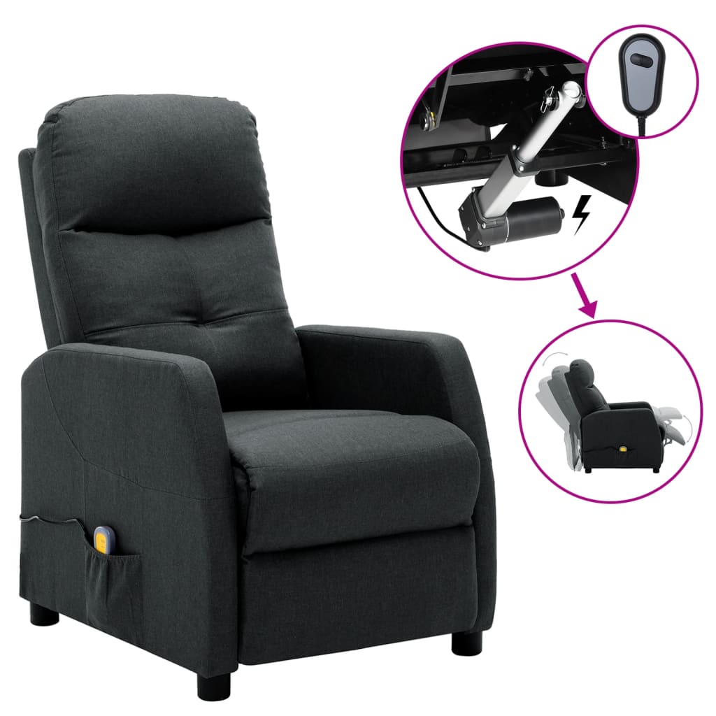 Image of vidaXL Electric Massage Chair Dark Grey Fabric