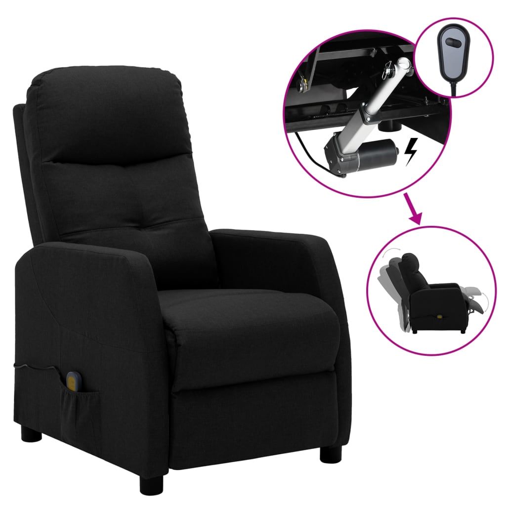 Image of vidaXL Electric Massage Chair Black Fabric