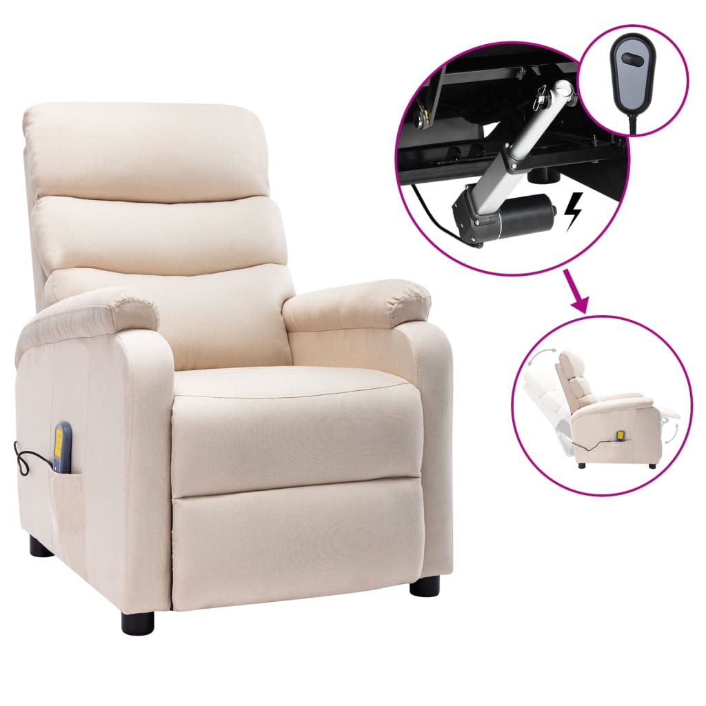 VidaXL Electric Massage Chair Cream Fabric