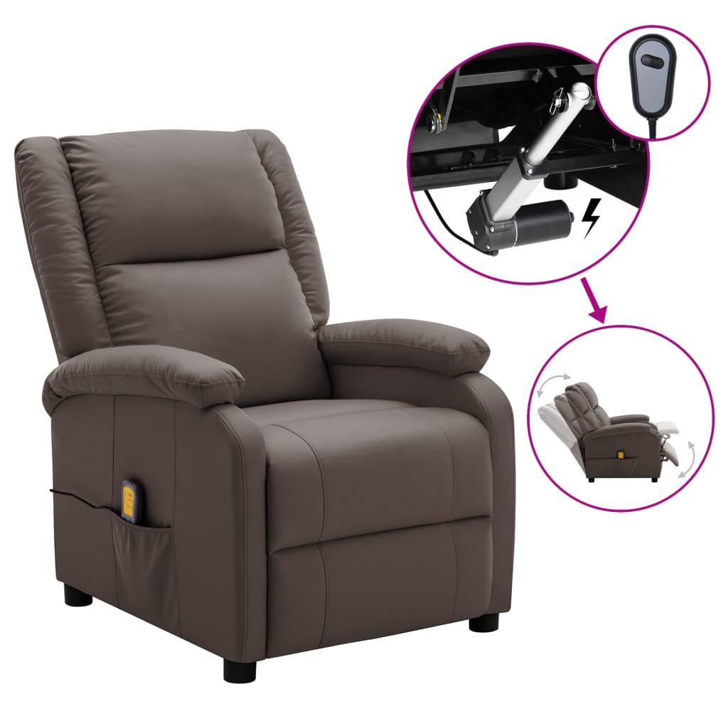 

vidaXL Electric Massage Recliner Brown Faux Leather