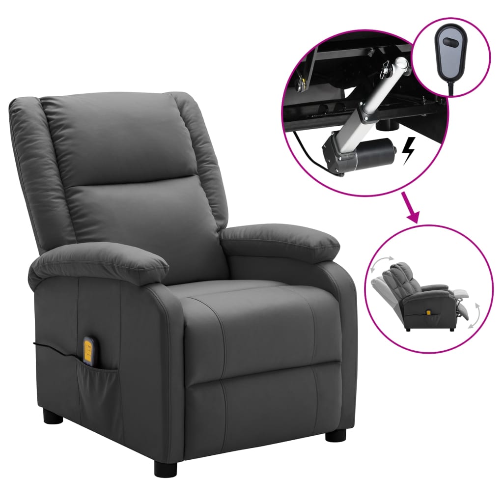 

vidaXL Electric Massage Recliner Anthracite Faux Leather