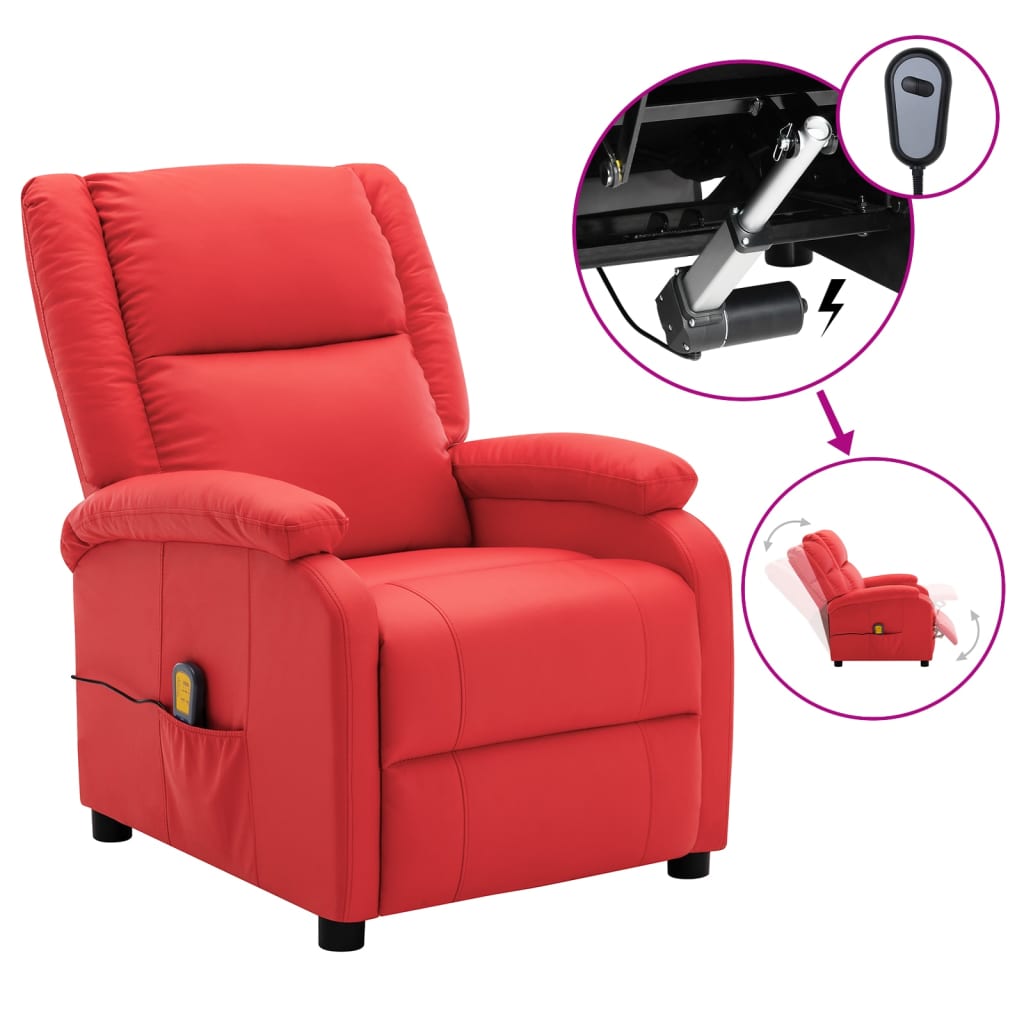 

vidaXL Electric Massage Recliner Red Faux Leather