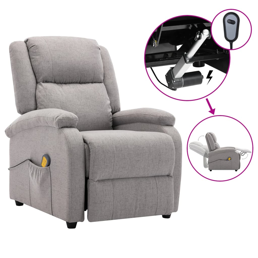 

vidaXL Electric Massage Recliner Light Gray Fabric