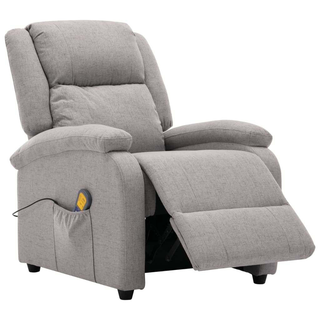 vidaXL Electric Massage Recliner Light Gray Fabric