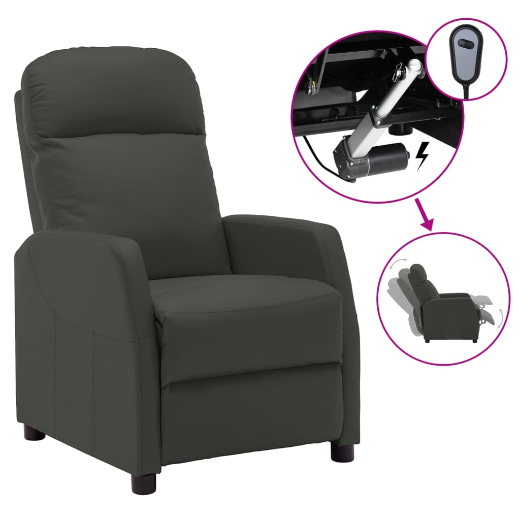 Image of vidaXL Electric Recliner Chair Anthracite Faux Leather