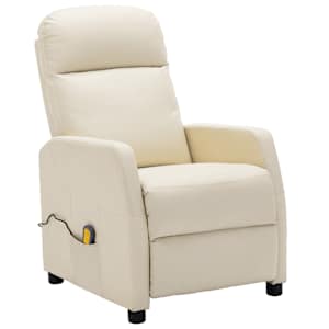 vidaXL Fauteuil de massage &eacute;lectrique blanc cr&egrave;me similicuir