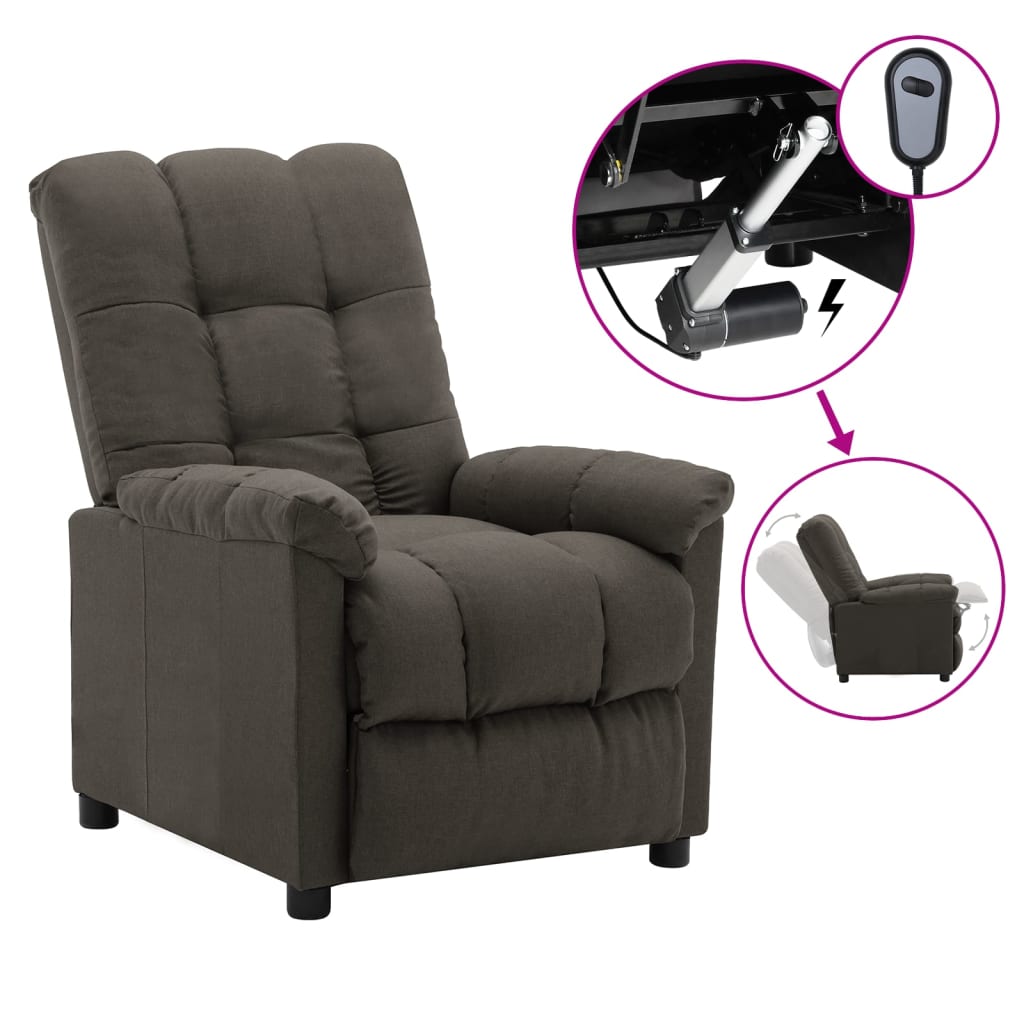 Image of vidaXL Electric Recliner Chair Taupe Fabric