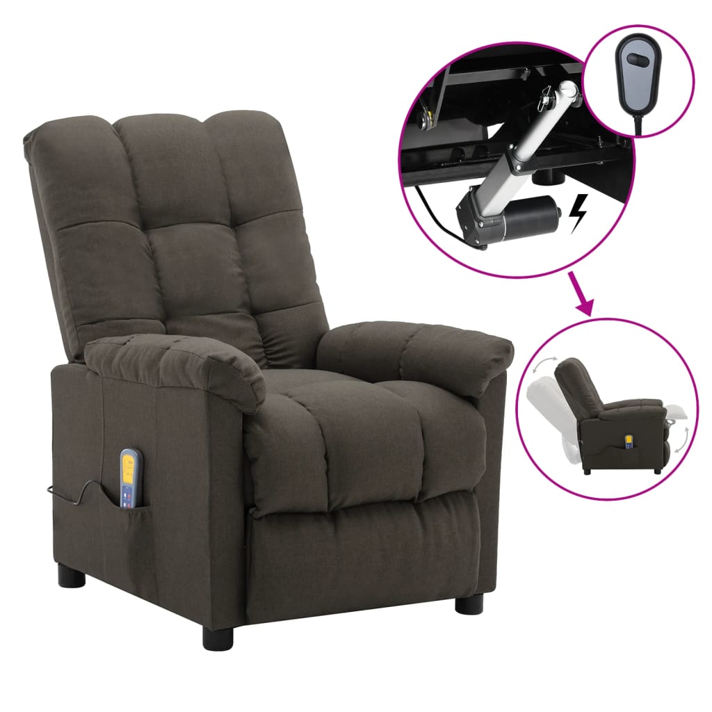 VidaXL Massage Recliner Taupe Fabric