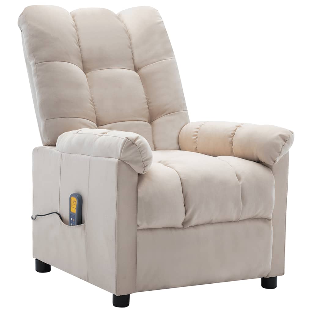 vidaXL Massage Recliner Cream Fabric