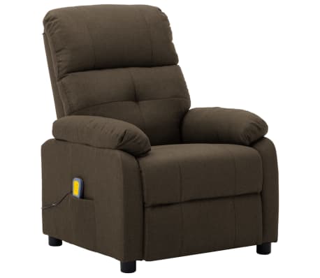 vidaXL Massage Recliner Brown Fabric