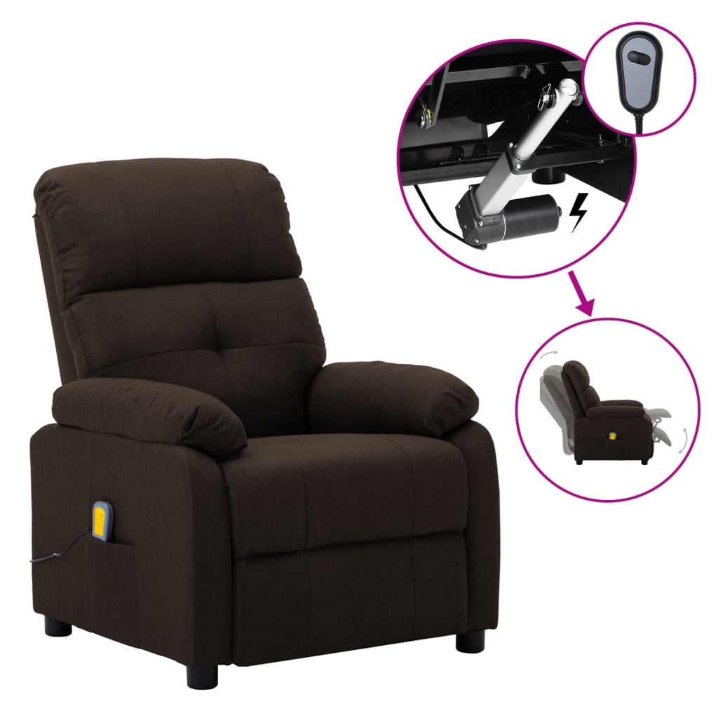 Image of vidaXL Electric Massage Chair Dark Brown Fabric