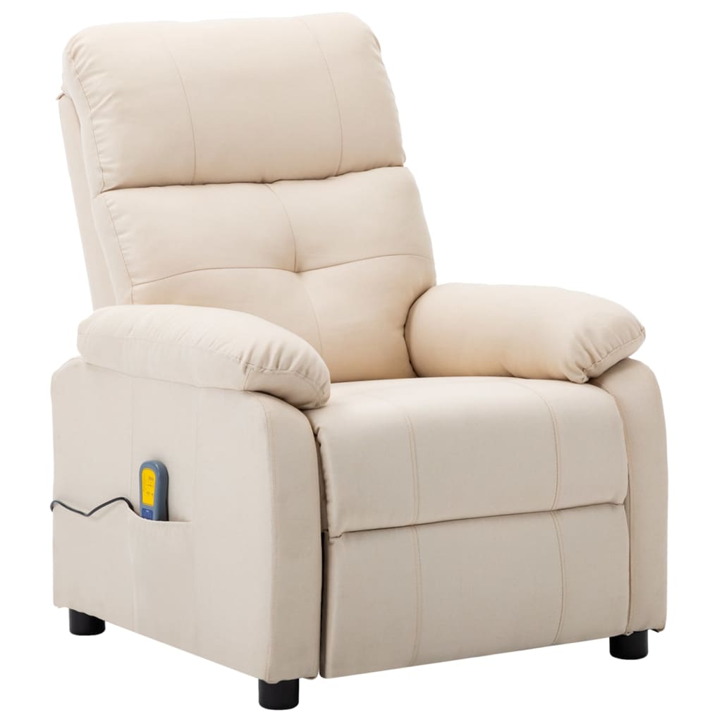 vidaXL Massage Recliner Cream Fabric