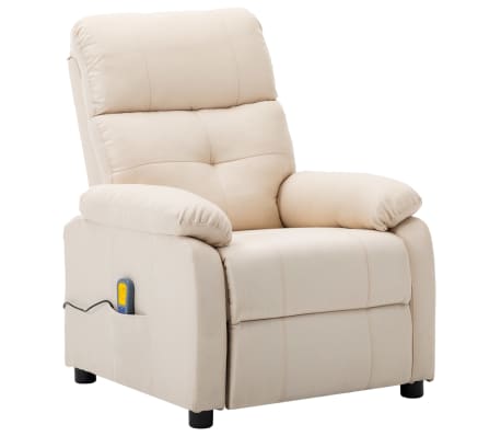 vidaXL Massage Recliner Cream Fabric