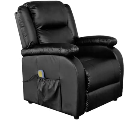 vidaXL Wing Back Electric Massage Chair Black Faux Leather
