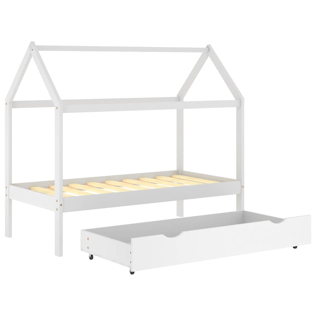 Alternativ bild 4 för VidaXl Barnsäng Med Låda Vit Massiv Furu 80X160 Cm