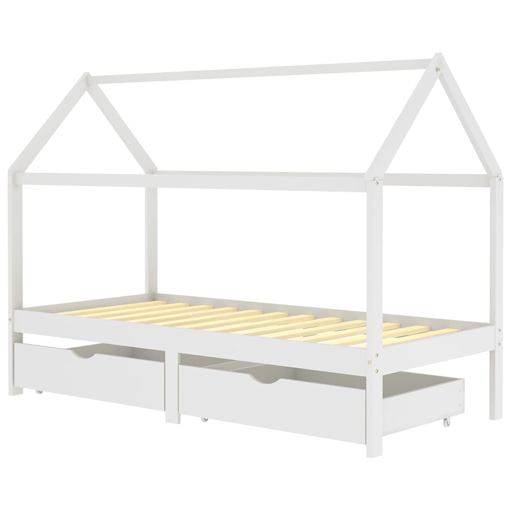 vidaXL Rám dětské postele se zásuvkami bílý masivní borovice 90x200 cm