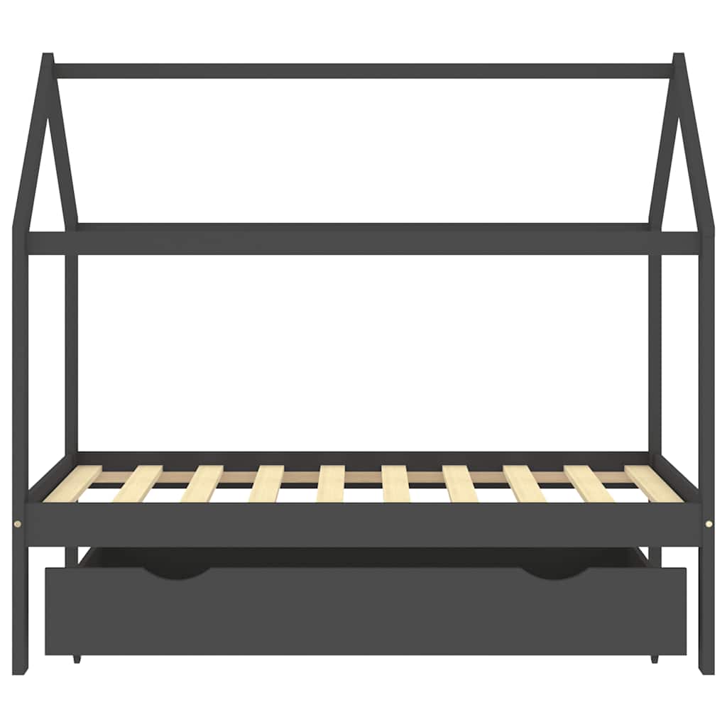 

vidaXL Kinderbedframe met lade grenenhout donkergrijs 80x160 cm